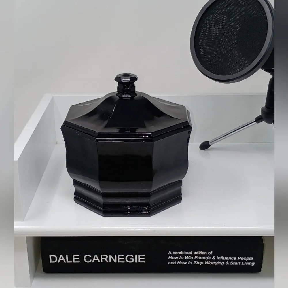 Black Octagonal Decorative Jar